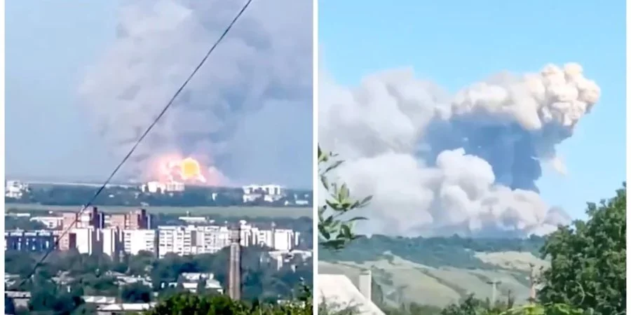 На окупованій Луганщині горить склад боєприпасів